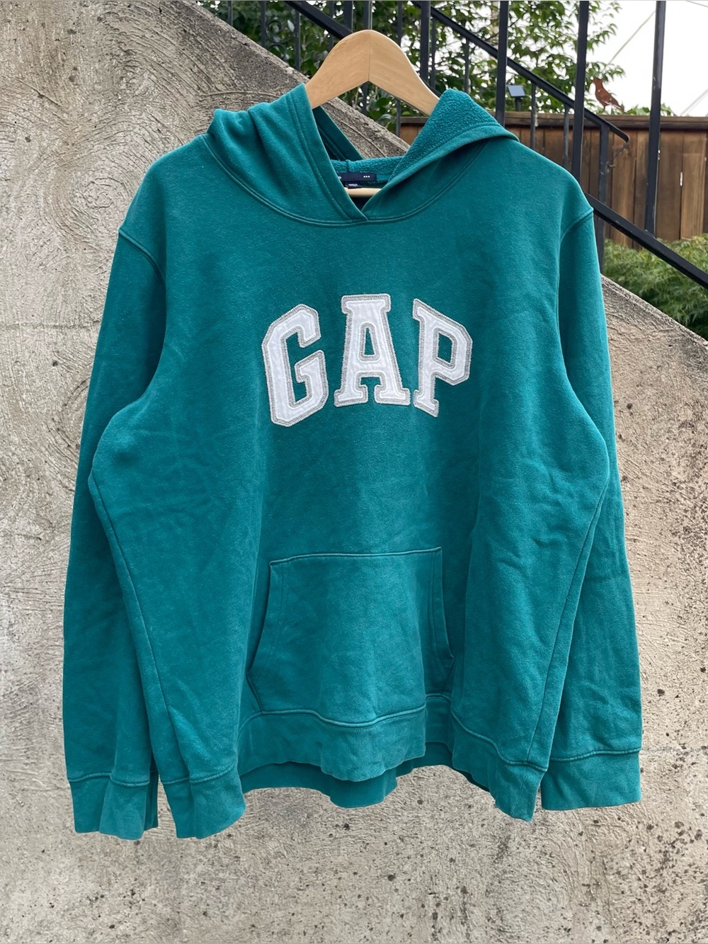 Green/blue Gap spellout embroidered hoodie women’s XL